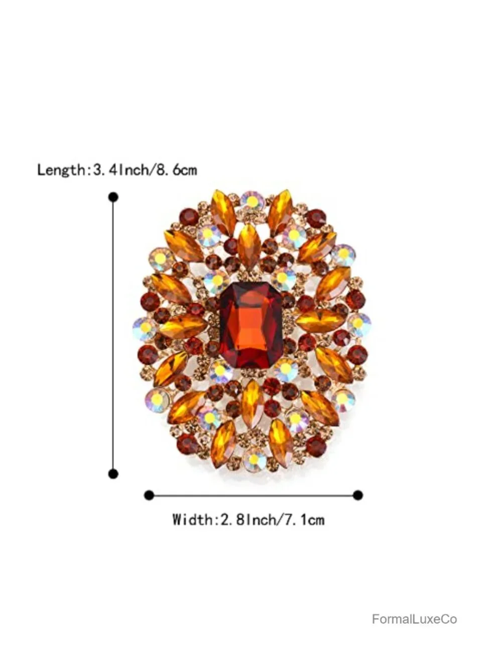 Emerald Cut Crystal Rhinestone Marquise Cluster Brooch Pin for Wedding